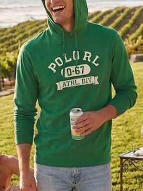 Polo Ralph Lauren Hoodie Men’s XL Green Logo Lightweight Shirt Pullover Cotton